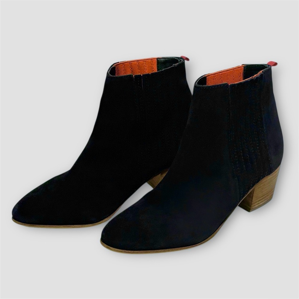 Boden Navy Suede Ankle Boots EU 38 US 7–7.5 Block Heel - Picture 6 of 10